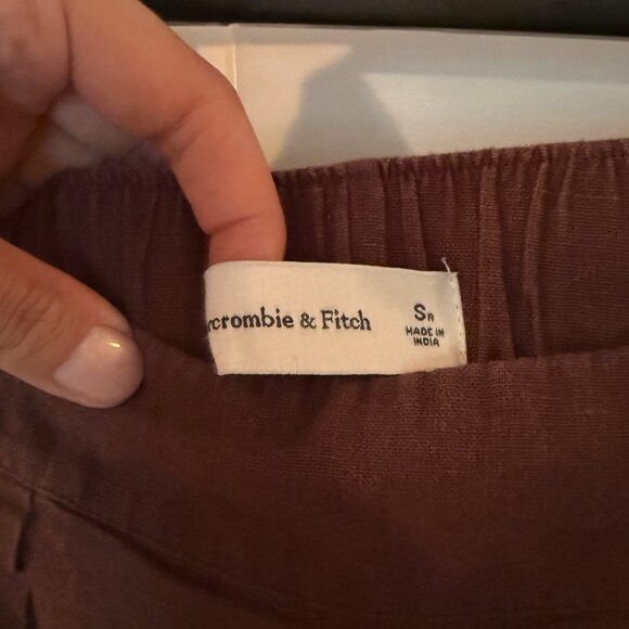 A & F Linen Blend Ultra Wide Pants - Brown, size S - Picture 5 of 5